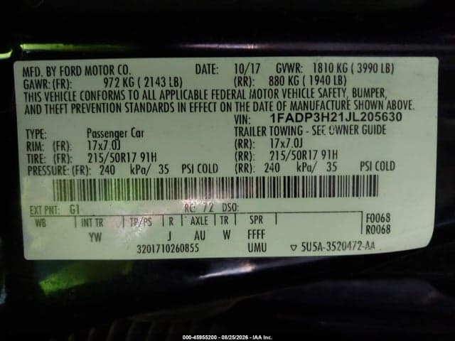 2018 FORD FOCUS SEL 9