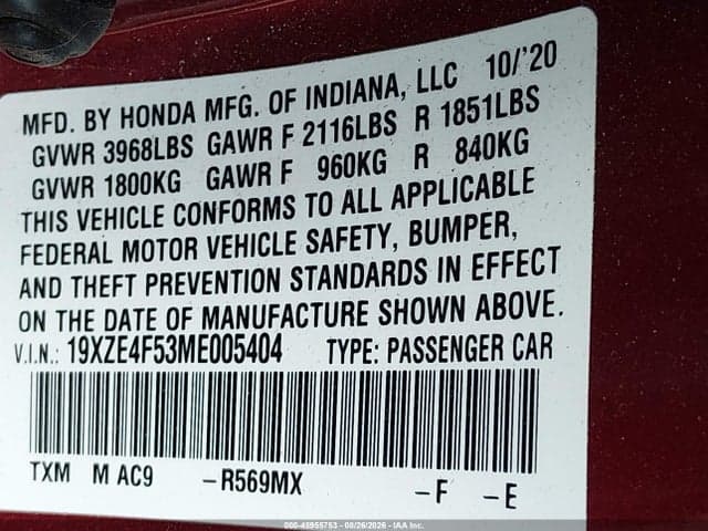 2021 HONDA INSIGHT EX 9