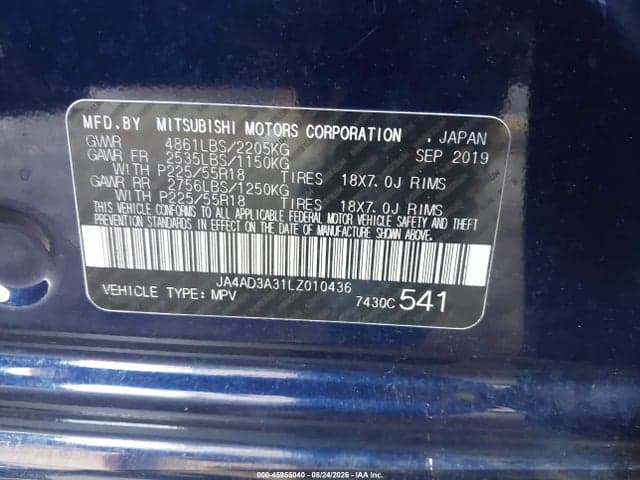 2020 MITSUBISHI OUTLANDER SE 2.4 9