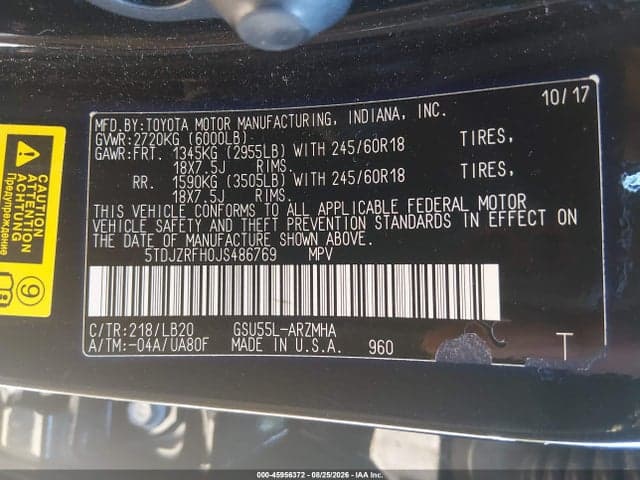 2018 TOYOTA HIGHLANDER XLE 9