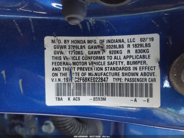 2019 HONDA CIVIC LX 9