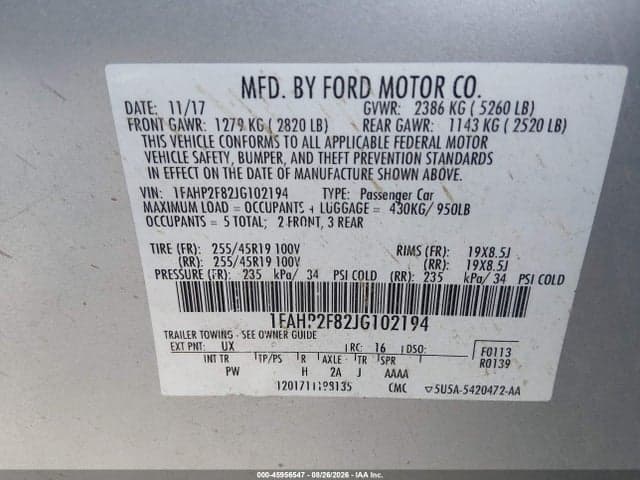 2018 FORD TAURUS LIMITED 10