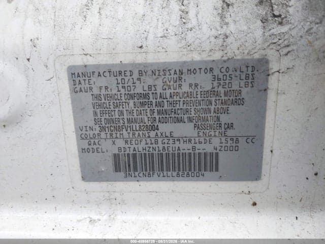 2020 NISSAN VERSA SR XTRONIC CVT 9