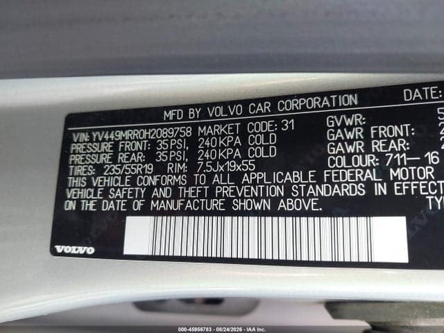 2017 VOLVO XC60 T6 DYNAMIC 9