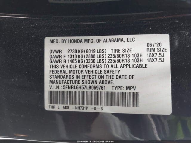 2020 HONDA ODYSSEY EX 9