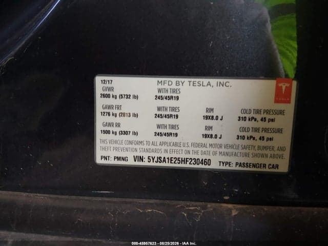 2017 TESLA MODEL S 100D/60D/75D/90D/P100D 9