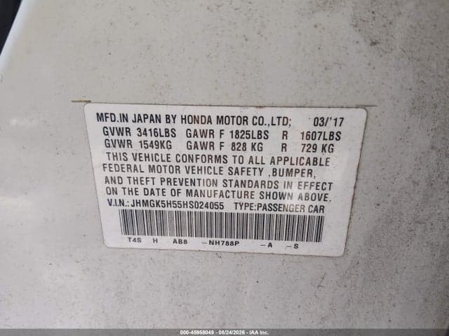 2017 HONDA FIT LX 9