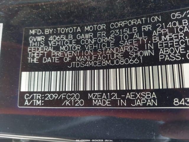 2021 TOYOTA COROLLA SE 9