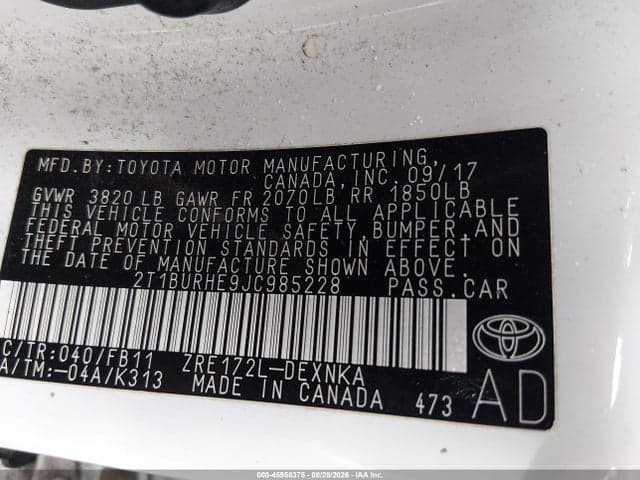 2018 TOYOTA COROLLA LE 9