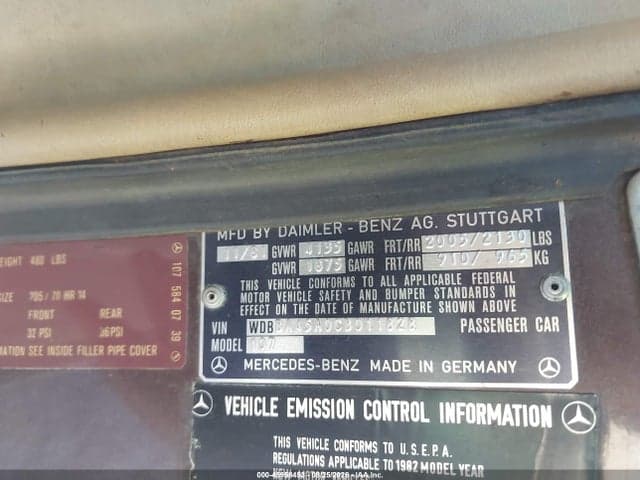 1982 MERCEDES-BENZ 380 SL 9