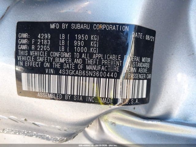 2022 SUBARU IMPREZA BASE 9