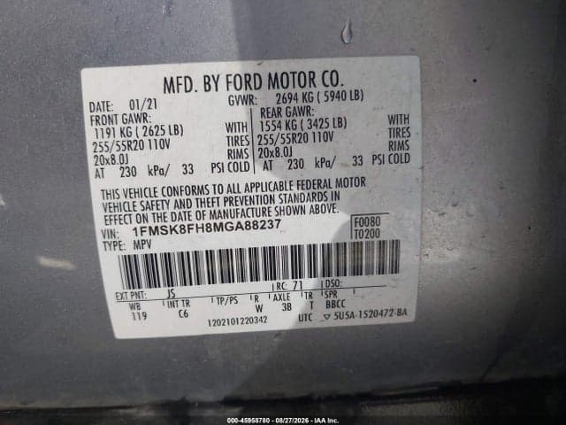 2021 FORD EXPLORER LIMITED 9