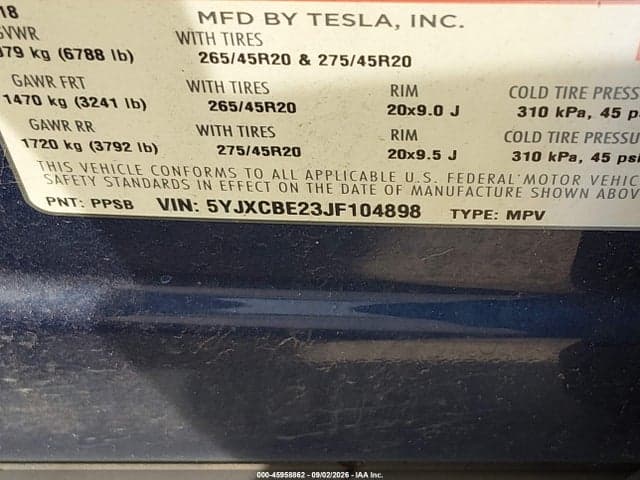 2018 TESLA MODEL X 100D/75D/P100D 9