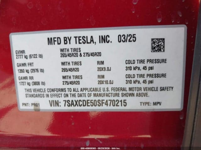 2025 TESLA MODEL X LONG RANGE 9