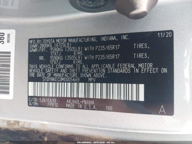 2021 TOYOTA SIENNA XLE 9