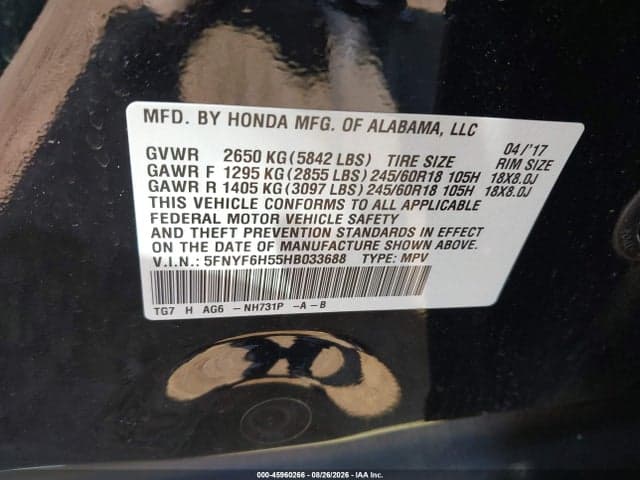 2017 HONDA PILOT EX-L 9