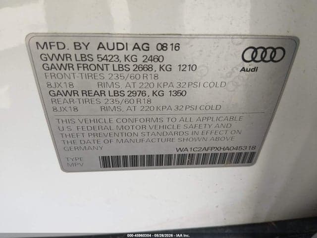 2017 AUDI Q5 2.0T PREMIUM 9