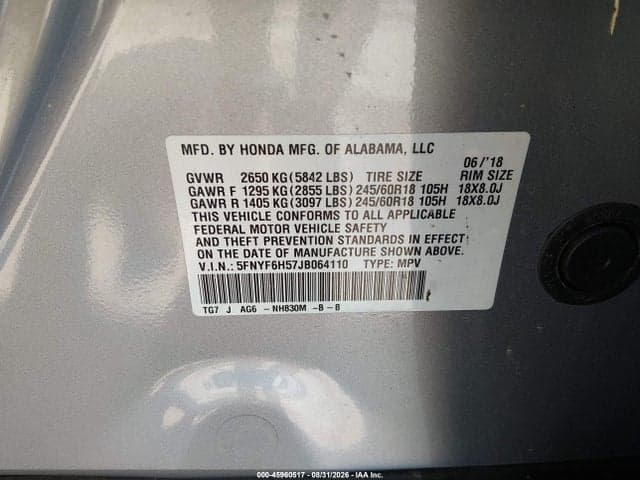 2018 HONDA PILOT EX-L 9