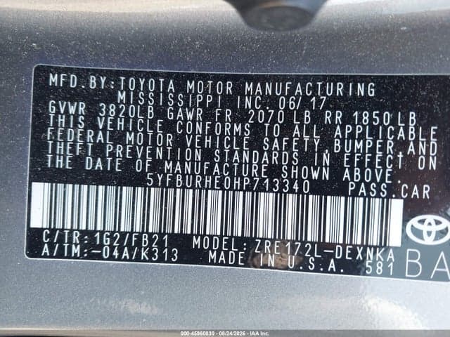 2017 TOYOTA COROLLA LE 9