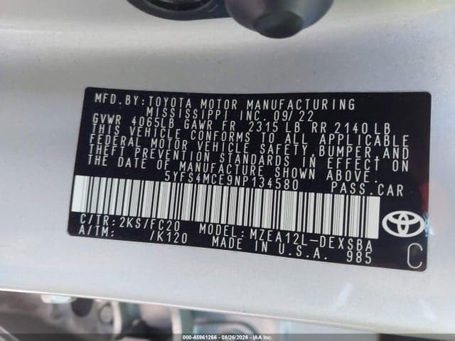 2022 TOYOTA COROLLA SE 9