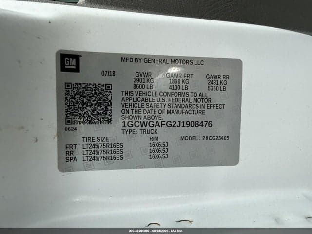 2018 CHEVROLET EXPRESS 2500 WORK VAN 9