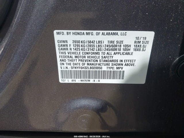 2020 HONDA PILOT AWD EX 9