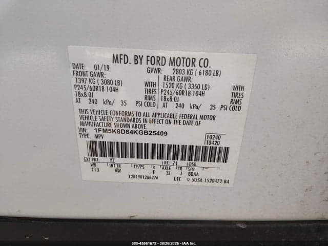 2019 FORD EXPLORER XLT 9