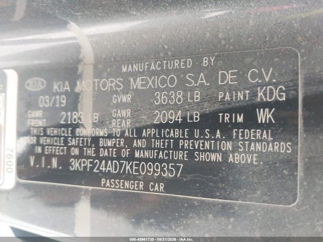 2019 KIA FORTE FE 9