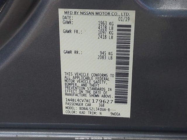 2019 NISSAN ALTIMA 2.5 SR 9