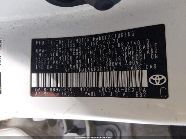 2022 TOYOTA COROLLA LE 9