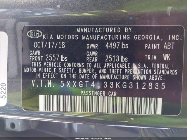 2019 KIA OPTIMA LX 7