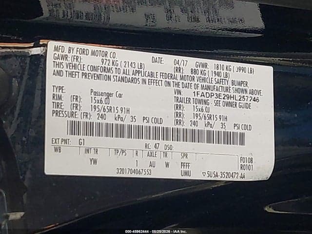 2017 FORD FOCUS S 9