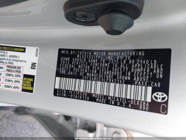 2020 TOYOTA COROLLA SE 3