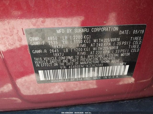2019 SUBARU OUTBACK 3.6R LIMITED 9