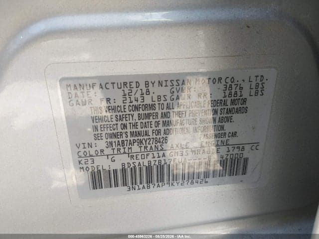 2019 NISSAN SENTRA S 9