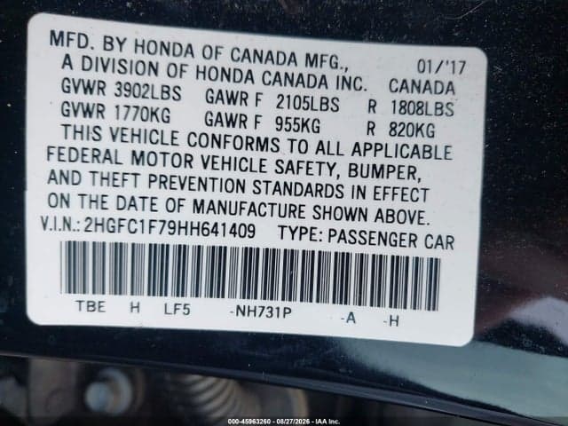 2017 HONDA CIVIC EX-L 9