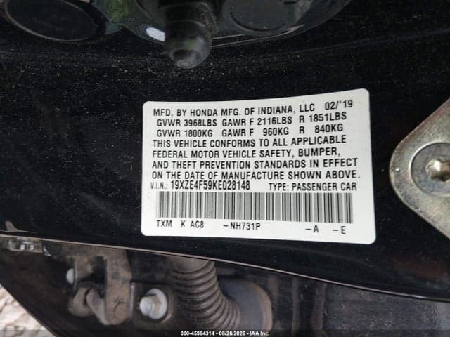 2019 HONDA INSIGHT EX 9