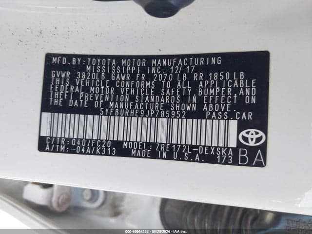 2018 TOYOTA COROLLA SE 9