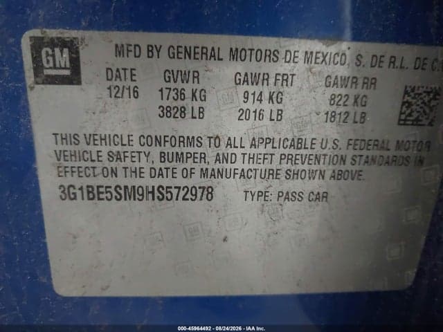 2017 CHEVROLET CRUZE LT AUTO 9