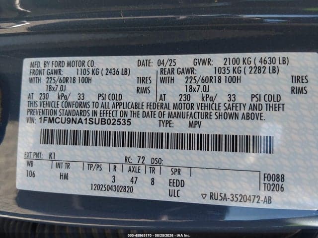 2025 FORD ESCAPE ST-LINE SELECT 9