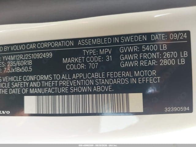 2025 VOLVO XC60 B5 CORE 9