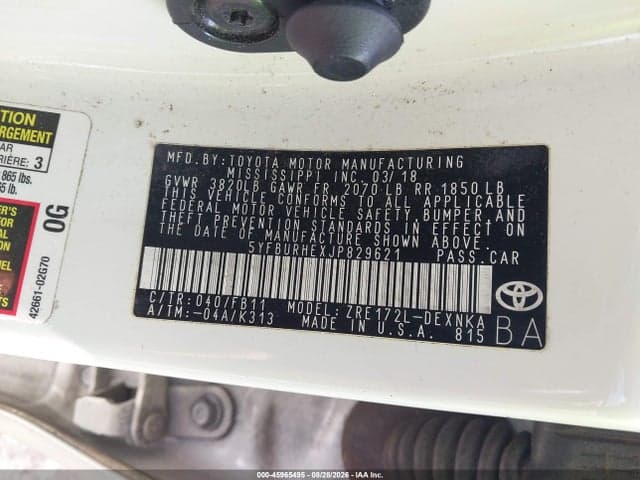 2018 TOYOTA COROLLA LE 9