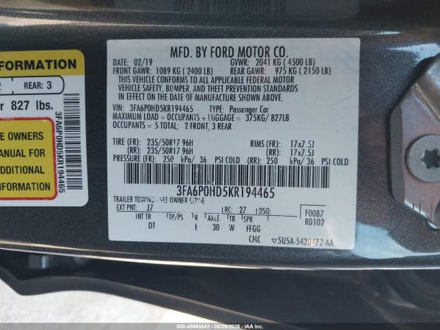 2019 FORD FUSION SE 9