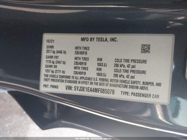 2021 TESLA MODEL 3 STANDARD RANGE PLUS REAR-WHEEL DRIVE 9