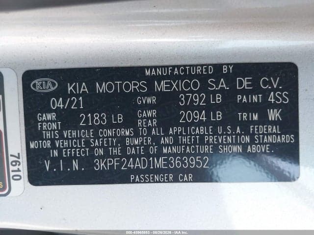 2021 KIA FORTE LXS 9
