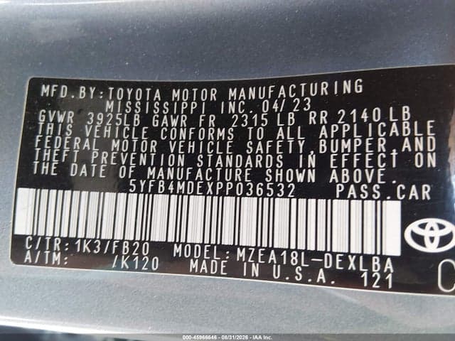 2023 TOYOTA COROLLA LE 9