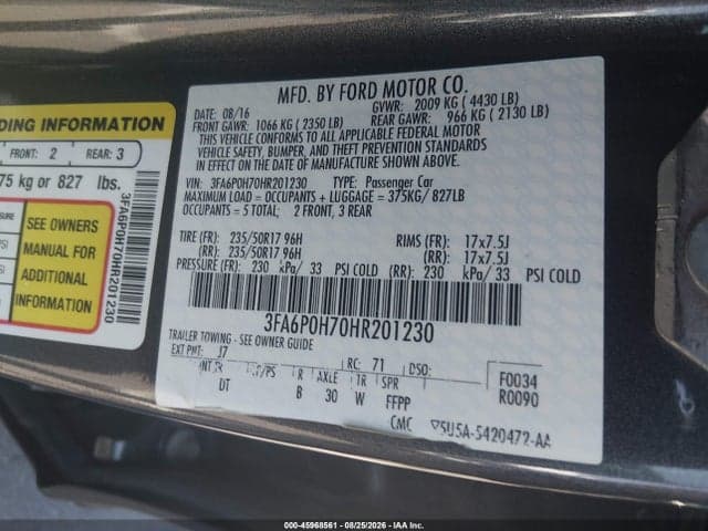 2017 FORD FUSION SE 9