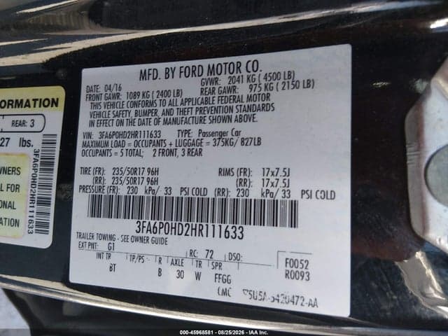 2017 FORD FUSION SE 9