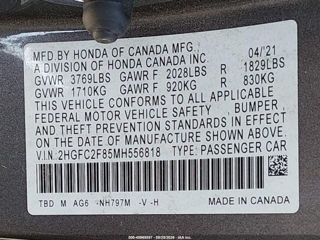 2021 HONDA CIVIC SPORT 9