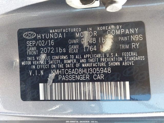2017 HYUNDAI VELOSTER 9